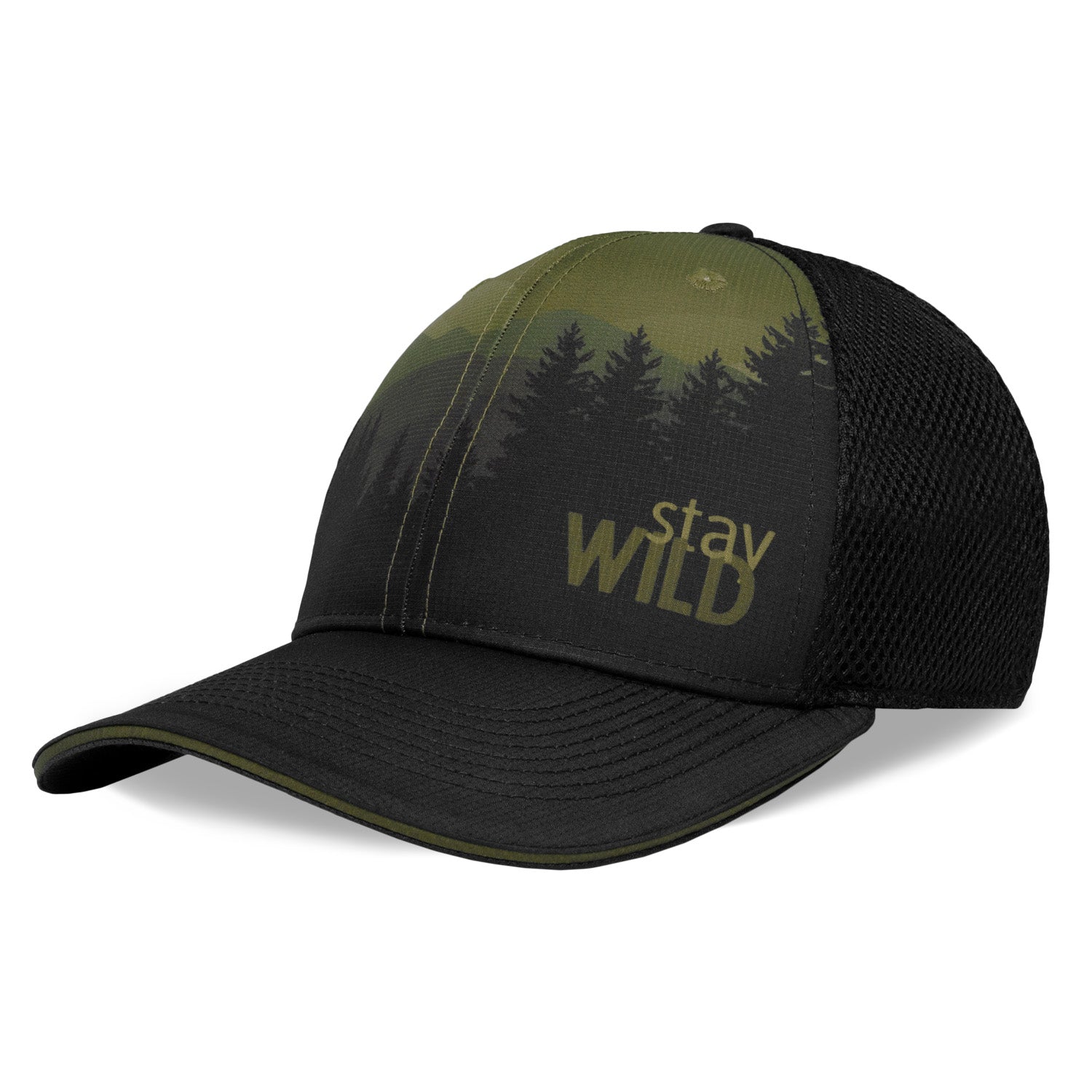 Scenic Black 6 Panel Trucker Hat Headsweats