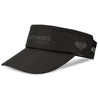 A Black Pickleball Visor with a Pickleball design featuring Pickleball paddles and balls in tonal details.